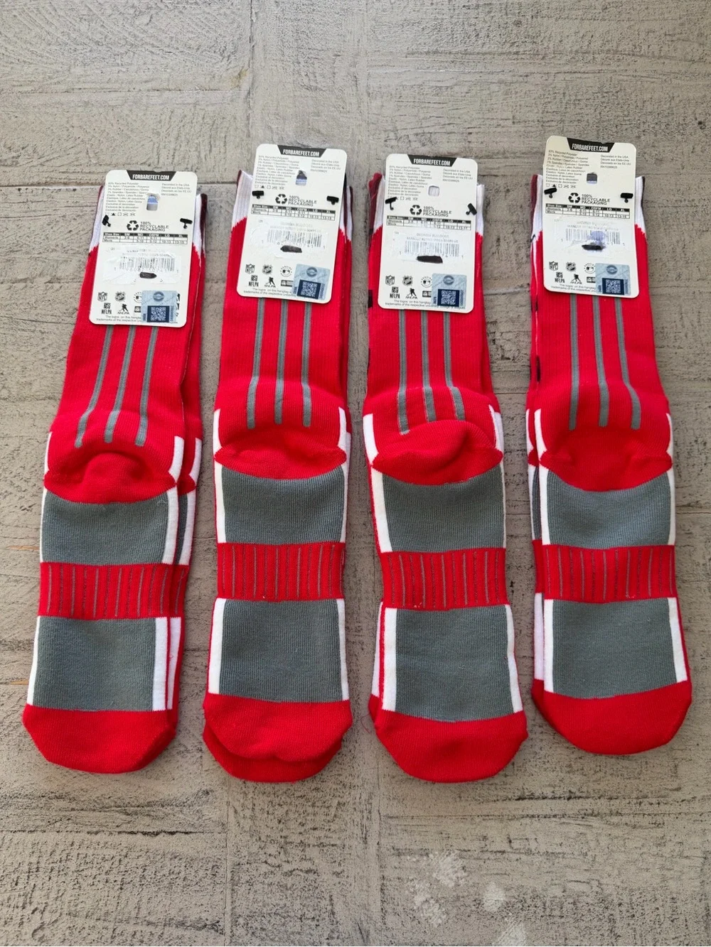 Georgia Bulldogs Red Graphic Crew Socks ❤️🖤 Size Large ❤️🖤